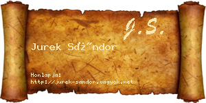 Jurek Sándor névjegykártya